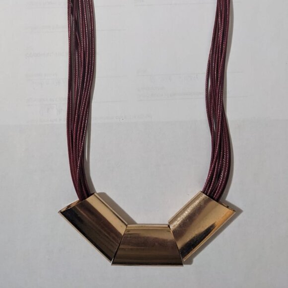 Bold Gold and Burgundy Multi-Strand Statement Necklace - Picture 3 of 3